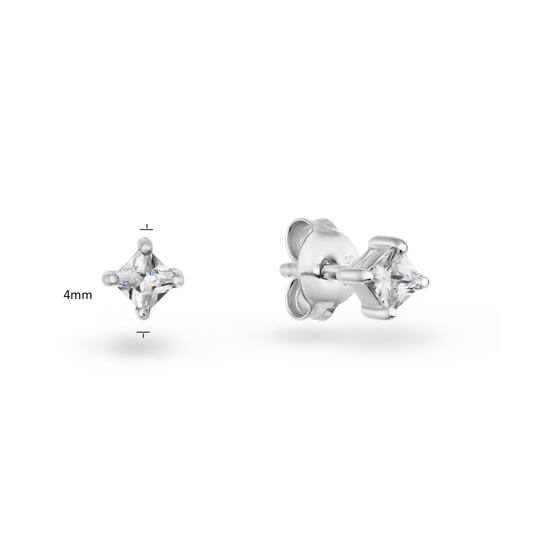  Ear studs - Square Zirconia - - Ø 4mm