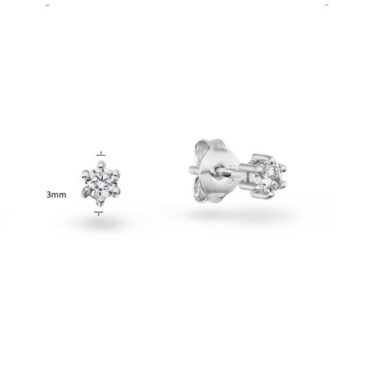  Ear studs - Star Zirconia - - Ø 3mm