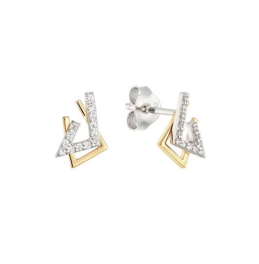  Boucles d'oreilles à puces - Triangle Zircone - 