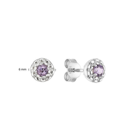  Ohrstecker - Rund Amethyst - - Ø 6mm