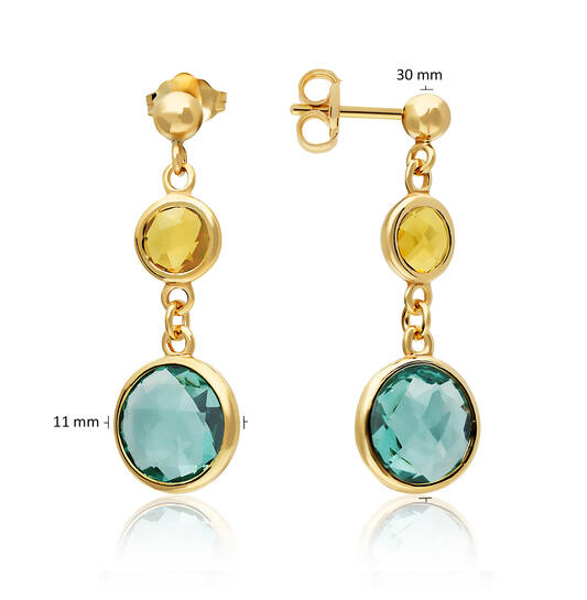  Colors from Nature - Boucles d'oreilles à puces - Rond Pierre de couleur - 
