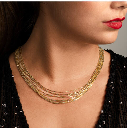  Lengte collier - Venetiaan - 0.8mm - 38cm - 14k Goud - 2.1gr