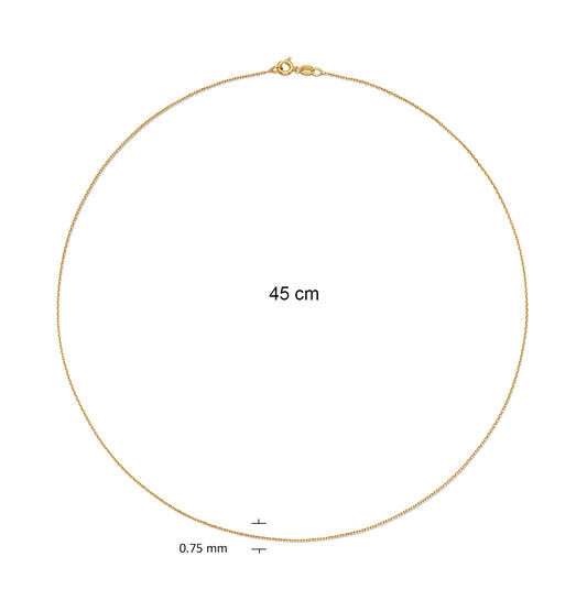  Long necklaces - Anchor - 0.75mm - 45cm - 14k Gold
