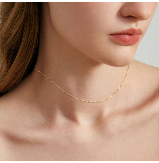  Lengte collier - Anker - 1.35mm - 38cm - 14k Goud