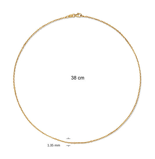 Lengte collier - Anker - 1.35mm - 38cm - 14k Goud