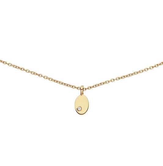  Halsketten mit Stein - Anker - 14k Gold - 45cm