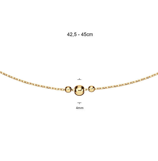  Necklaces with stone - Anchor - 14k Gold - 45cm
