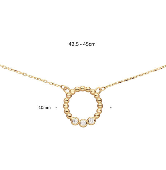  Halsketten mit Stein - Rund - Anker - 14k Gold - 45cm