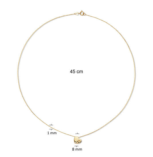  Halsketten mit Stein - Herz - Anker - 14k Gold - 45cm