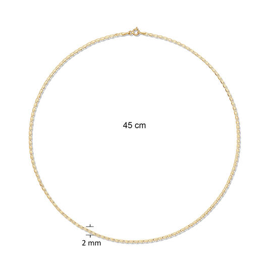  Spangenketten - Falkenauge - 14k Gold - 45cm