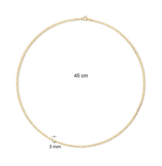  Link necklaces - Falcon’s eye - 14k Gold - 45cm
