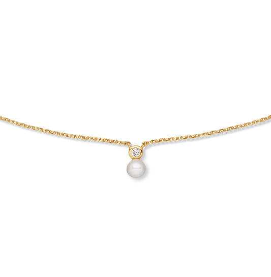  Halsketten mit Stein - Rund - Anker - 14k Gold - 45cm