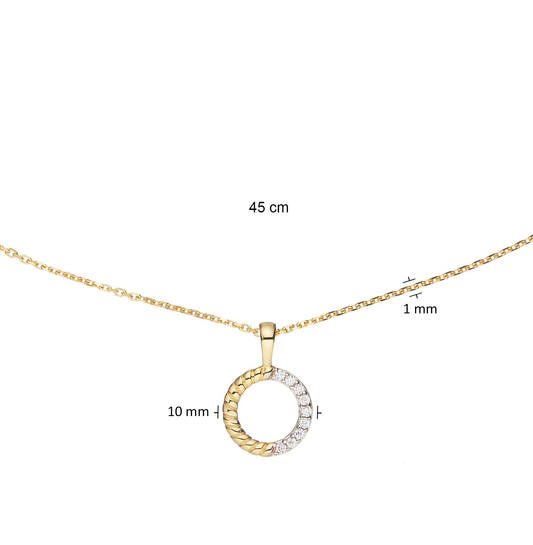  Collier - Rond - Anker - 14k Goud - 45cm