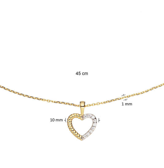  Collier - Hart - Anker - 14k Goud - 45cm