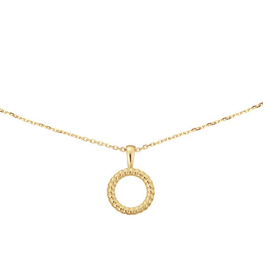  Halsketten mit Stein - Rund - Anker - 14k Gold - 45cm
