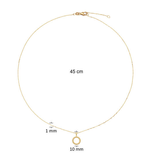  Collier - Rond - Anker - 14k Goud - 45cm