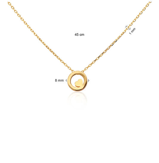  Colliers avec pierre - Cirkel hart - 14k Or - 45cm