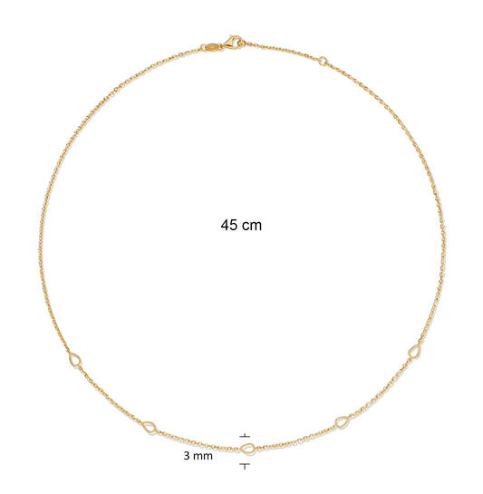  Schakelcollier - Druppel - Anker - 14k Goud - 45cm