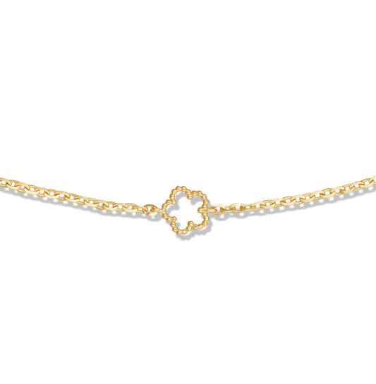  Schakelcollier - Bloem - Anker - 14k Goud - 45cm
