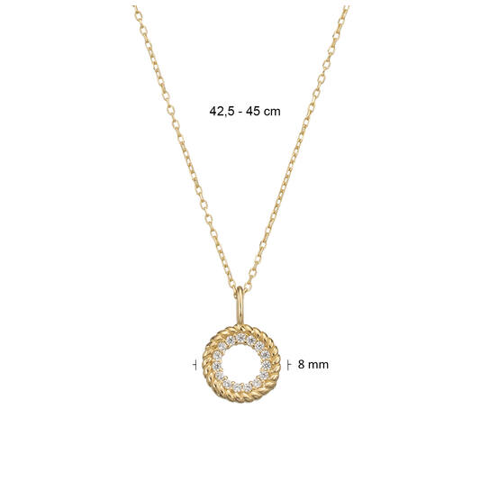  Collier - Rond - Anker - 14k Goud - 45cm