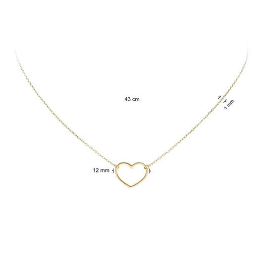  Collier - Hart - Anker - 14k Goud - 43cm