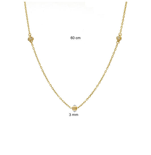  Colliers avec pierre - Bolletjes - Ancre - 14k Or - 60cm