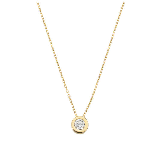  Halsketten mit Stein - Solitaire - 14k Gold - 45cm