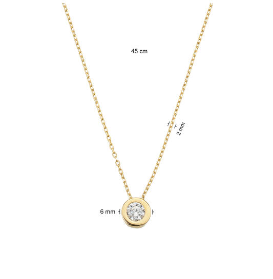  Halsketten mit Stein - Solitaire - 14k Gold - 45cm