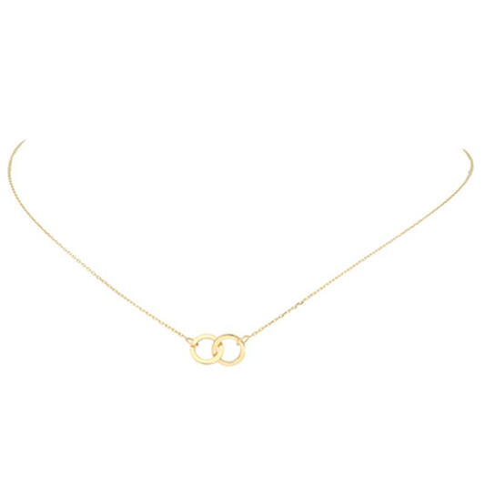  Necklaces with stone - 2 Cirkels - 14k Gold - 42cm