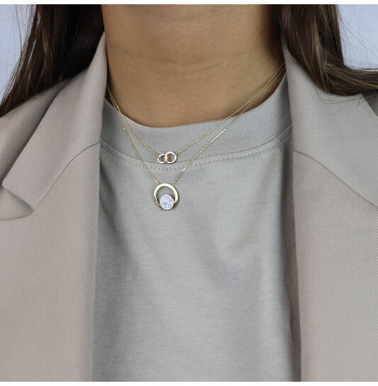  Collier - 2 Cirkels - 14k Goud - 42cm