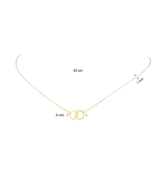  Collier - 2 Cirkels - 14k Goud - 42cm