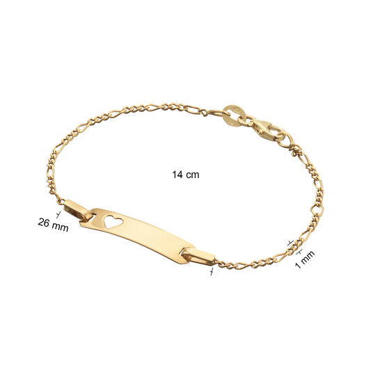  Plaatarmband - Figaro - Baby - 1mm - 14cm