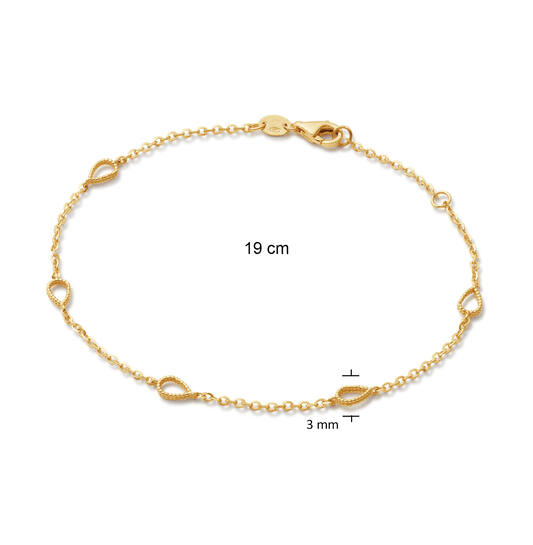  Schakelarmband - Anker - Druppel - 3mm - 19cm