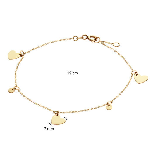  Link bracelets - Anchor - Heart - 7mm - 19cm