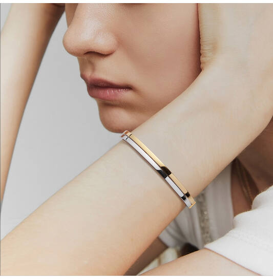  Bracelets - Golden Armour Bangles - 6mm - Ø Medium (60 mm)