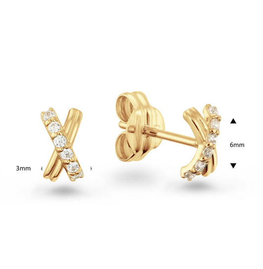  Oorstekers - Kruis Zirkonia - 