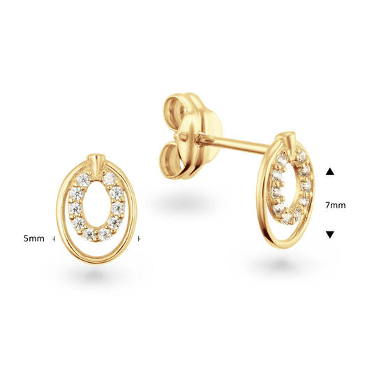  Boucles d'oreilles à puces - Ovale Zircone - 