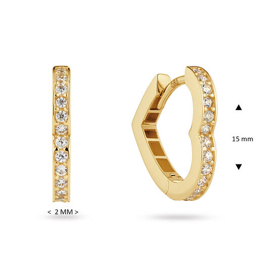  Earrings with folding clasp - Heart Zirconia - - Ø 15mm