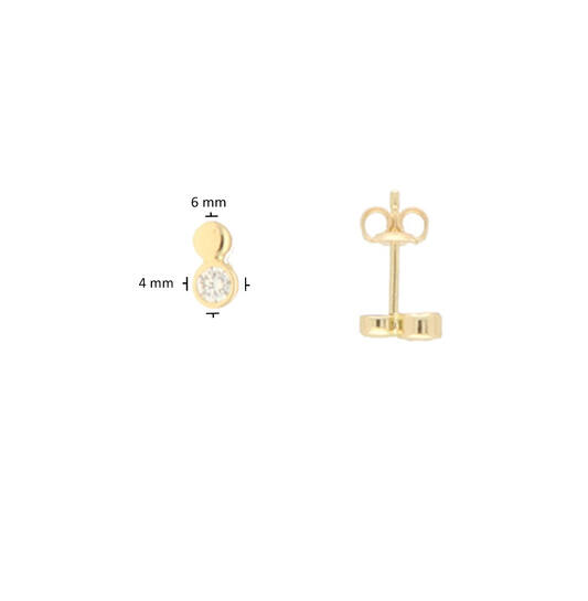  Ear studs - Round Zirconia - 