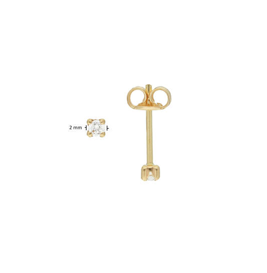  Boucles d'oreilles à puces - Carré Zircone - - Ø 2mm