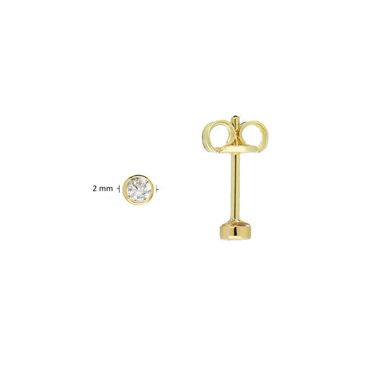  Oorstekers - Rond Zirkonia - - Ø 2mm