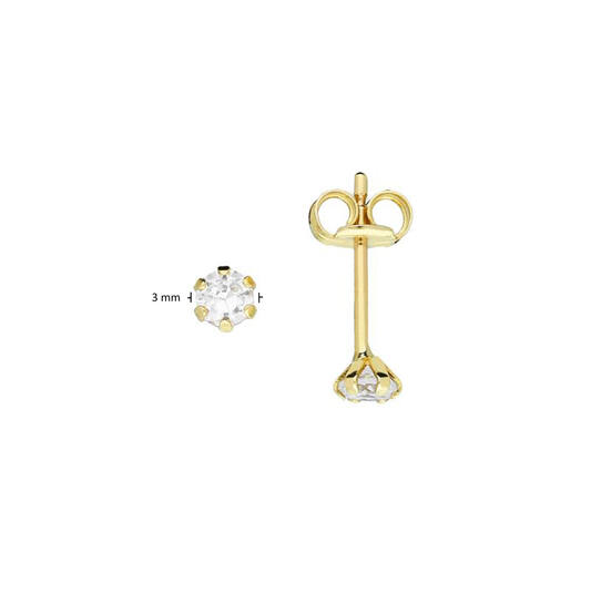  Ohrstecker - Rund Zirkonia - - Ø 3mm