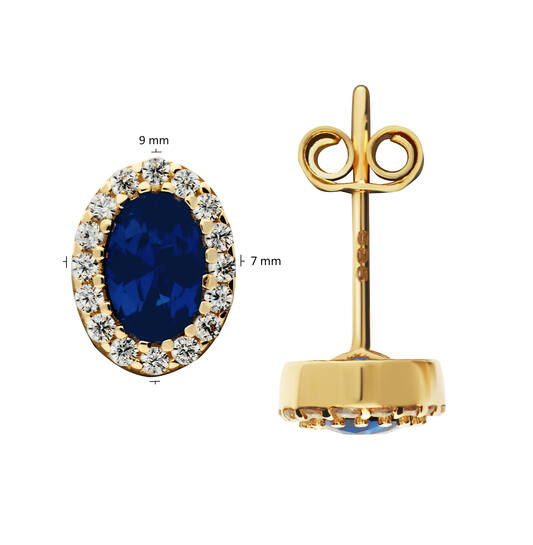 Boucles d'oreilles à puces - Ovale Zircone - 