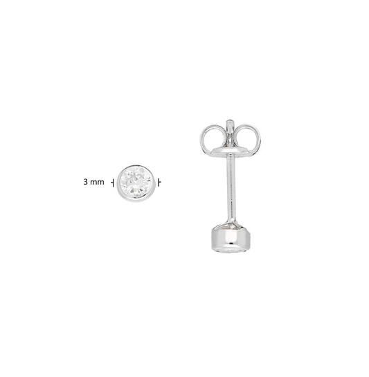  Oorstekers - Rond Zirkonia - - Ø 3mm