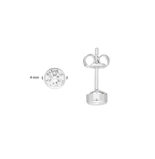  Ear studs - Round Zirconia - - Ø 4mm