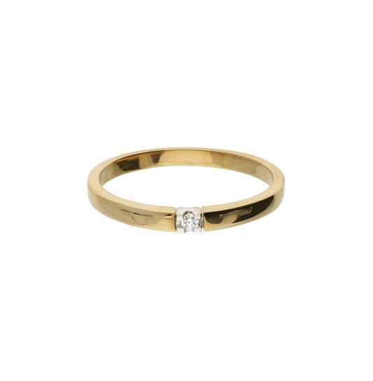 Ring Solitair Diamant - 585 Geel/Wit - 2,1gr - 1-0.02ct