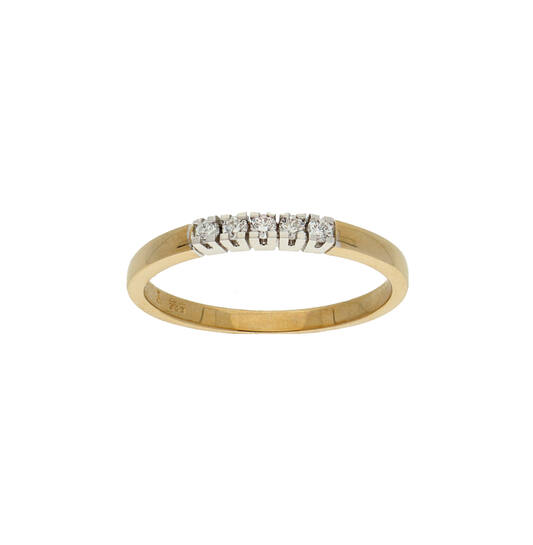 Ring Rijzetting Diamant - 585 Geel/Wit - 1,9gr - 5-0.10ct