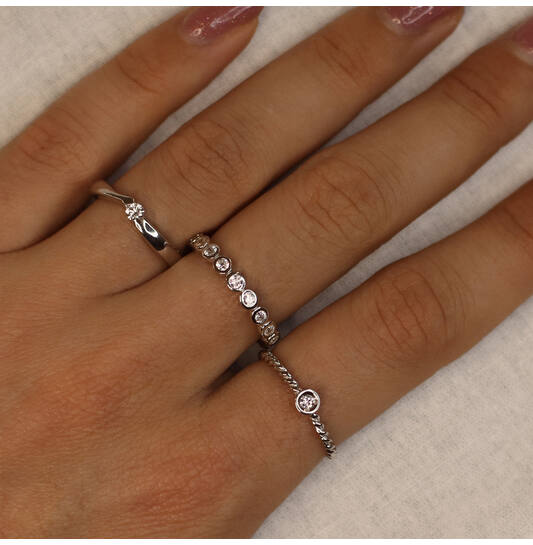  Ringe mit Diamant - Rund - 0.088ct - 3mm