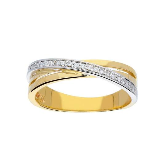 Ring Fantasie Diamant - 585 Geel/Wit - 3,4gr - 25-0.12ct G-SI