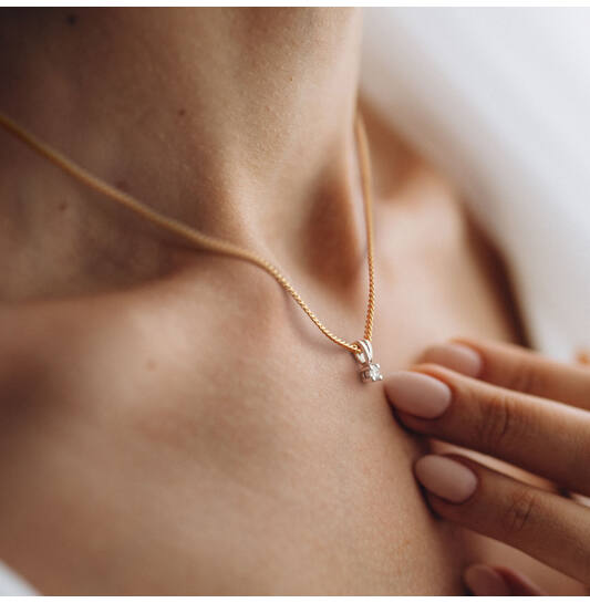  Collier - Solitaire Moderne - 0.1ct